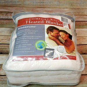 Biddeford Comfort Knit Electric Heated Warming Blanket Twin 62" X 84" Off-White